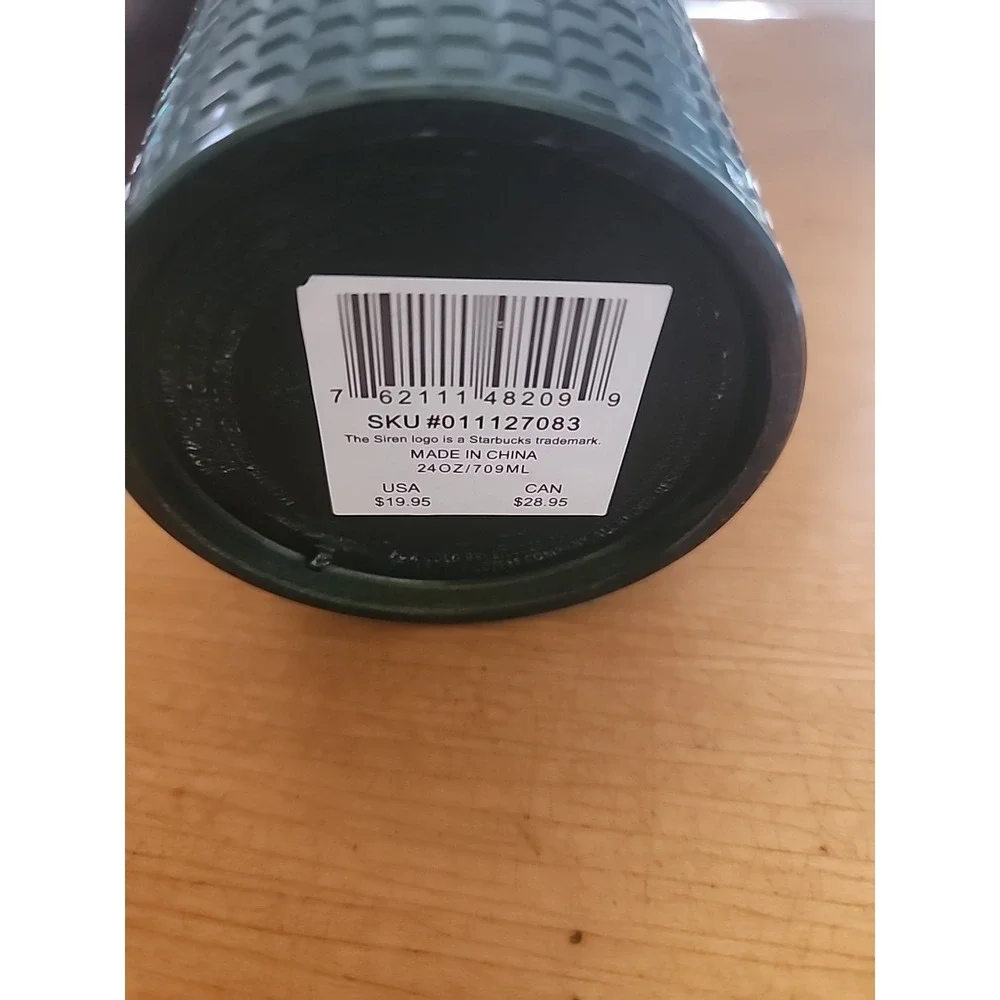 Starbucks Dark Green Grid Studded Tumbler 2021 Cold Cup 24oz‎ Shimmer